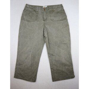 FASHION BUG - WOMEN'S GREEN STONE WASH CROPPED CAPRI JEANS - SIZE 14